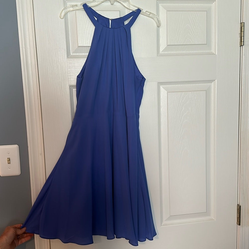 Women’s blue dress with keyhole back